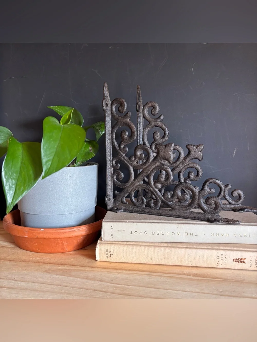 Decorative Iron Scroll Wall Brackets - Brown set of 2